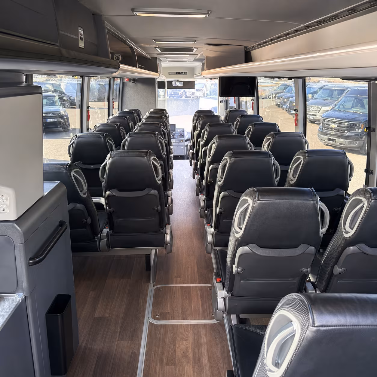 56 passenger charter bus inside