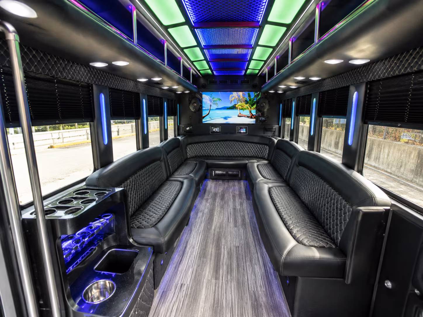 lynn 18 passenger party bus inside