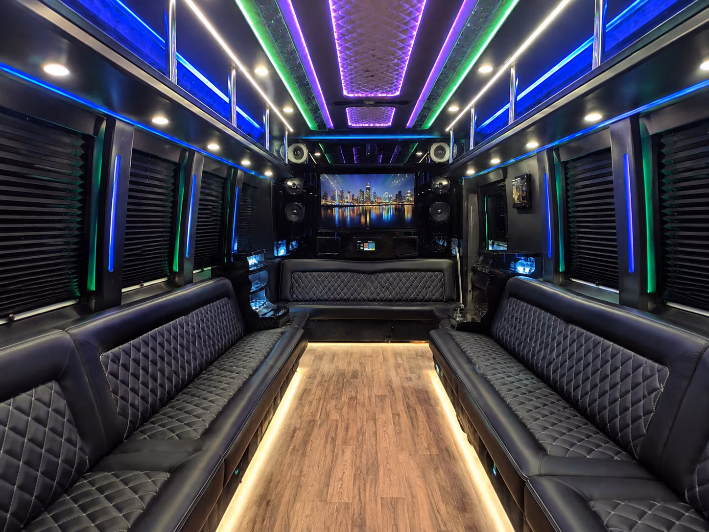 lynn 25 passenger party bus interior