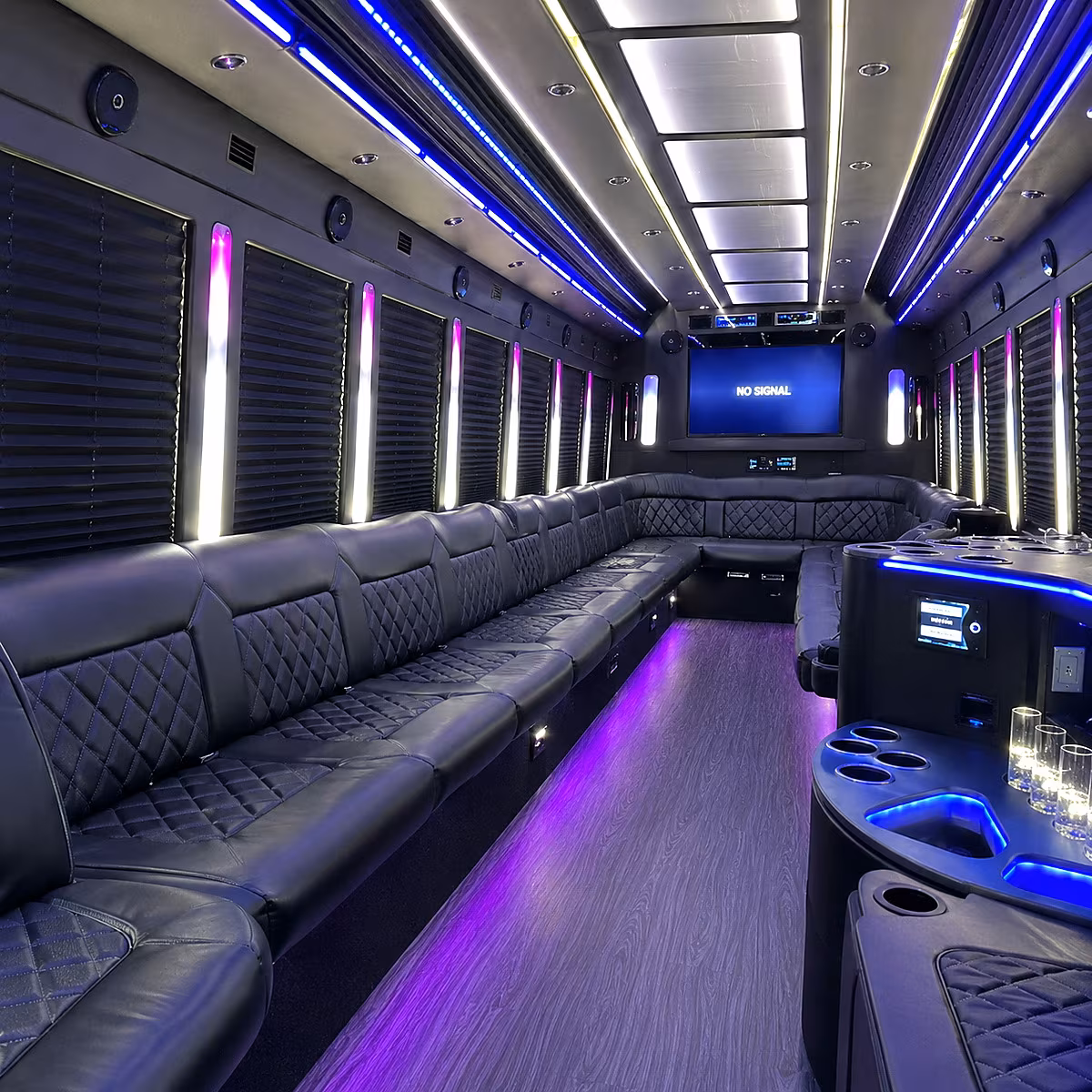 lynn 30 passenger party bus inside